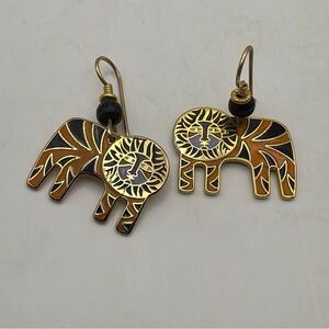 Laurel Burch “Tigre” Tiger Earrings Pierced Dangle Enamel Vintage